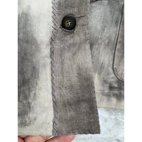 Nigel Preston & Knight Hand-Painted
Lamb Leather Linen Blazer Jacket Gray
Size M - Picture 7 of 15